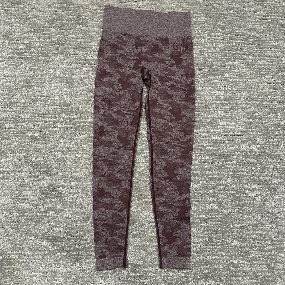 Gymshark Leggings Womens Small Purple Camo Adapt Seamless High Waisted Workout